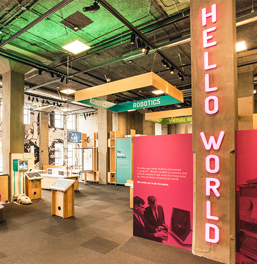 Former Living Computers Museum gallery space and exhibit signage